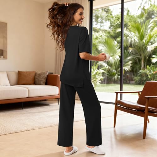 Netsmile Lounge Sets for Women Fall Pajamas 2 Piece Pjs Postpartum Outfits - color: Sleep-black, size: Medium