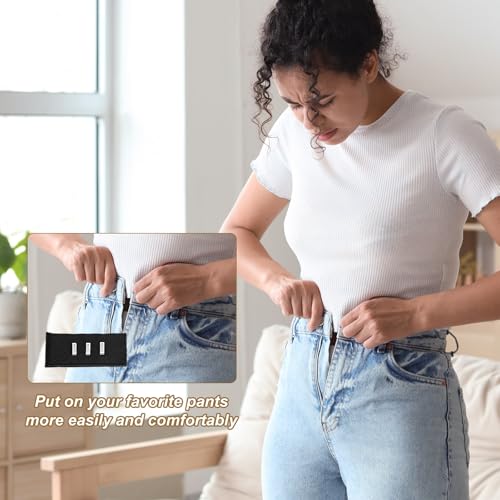 uxcell 4Pcs Hook Extenders for Pants, Adjustable Jeans Extenders for Women Men Pant Trousers Jeans (Black, 3.2x1.4inch) - color: Black
