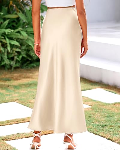 BTFBM Maxi Skirts for Women Business Casual - color: Beige, size: X-Large