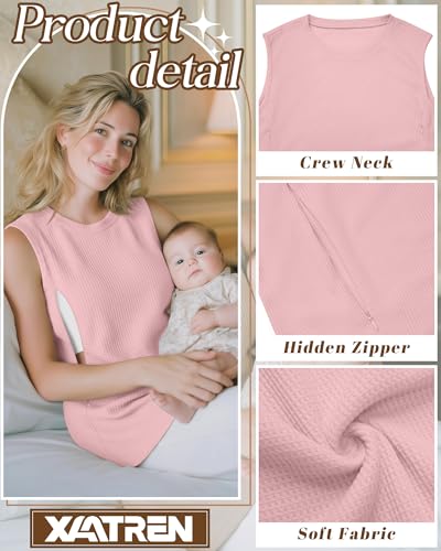 Xaatren 3 Pack Nursing Tank Tops for Breastfeeding - color: Black, White, Pink, size: Large