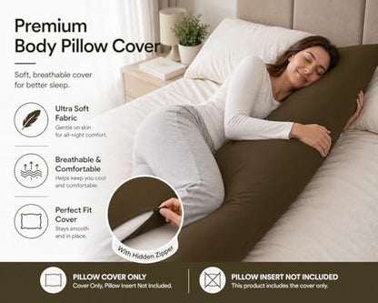 EVOLIVE Body Pillow Cover 21"x54", Microfiber, Hidden Zipper, (Coffee) - color: Coffee