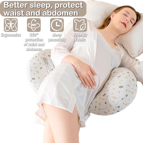Pregnancy Pillow for Sleeping, Maternity Pillow Support for HIPS, Backs, Legs, Maternity Pillow with Detachable and Adjustable Pillow Cover