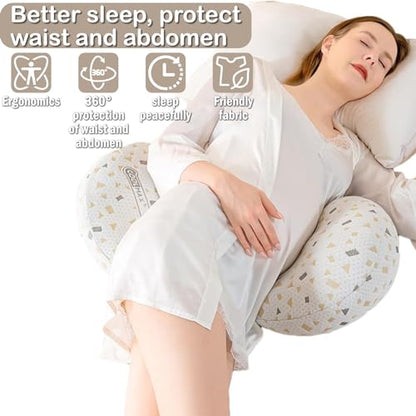 Pregnancy Pillow for Sleeping, Maternity Pillow Support for HIPS, Backs, Legs, Maternity Pillow with Detachable and Adjustable Pillow Cover