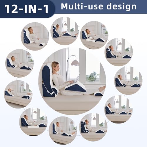Wedge Pillow Set for After Surgery,White/Navy,5PCS-23.2" - color: White/Navy, size: 5PCS-23.2''