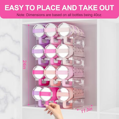 JYPS Water Bottle Tumbler Organizer, Stackable Stanley 40oz with Handle Cup Organizer, Large Tumbler Holder Stanley Cup Accessories for Pantry Kitchen Organizers & Storage(12) - size: 12-Bottle
