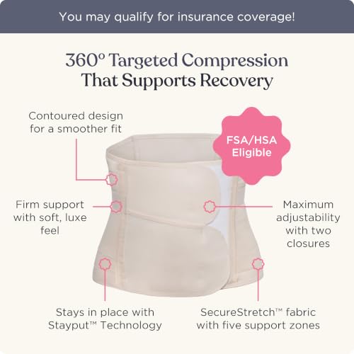 Belly Bandit Luxe Postpartum Adjustable Compression Belly Wrap Nude - color: Nude, size: Medium