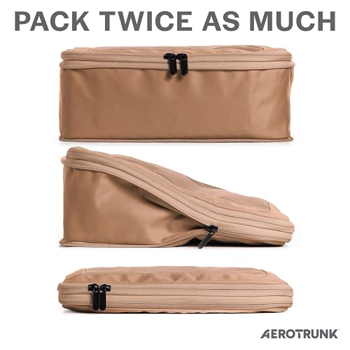 Aerotrunk Compression Packing Cubes for Travel, 2-Pack, Mocha - color: Mocha, size: 2-Pack