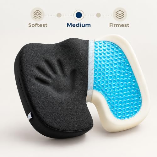 Gel Seat Cushion for Long Sitting, Office Chair Memory Foam Cushion, Black - color: Black