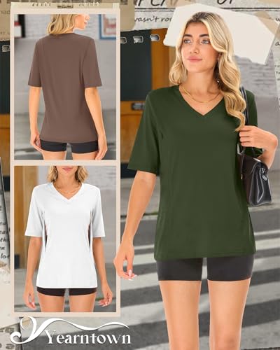 4 Pack Women Nursing Shirts Breastfeeding Tops - color: Army Green, Coffee, White, Black, size: Small