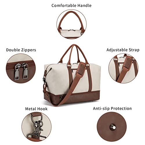 Weekender Overnight Bag Carry On Bag Travel Bag with Shoe Pouch - color: White