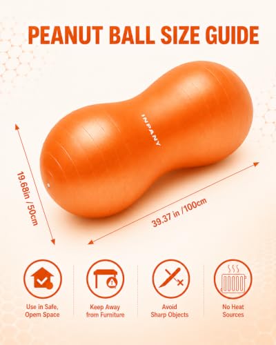 INPANY Peanut Exercise Ball for Labor, Physical Therapy & Fitness - color: Orange