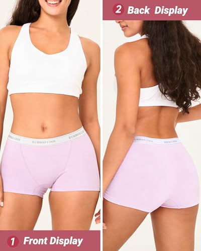 BAMBOO COOL Womens Boy Shorts Underwear High Waisted Boxer Briefs 5 Pack - color: Multicoloured E-(5-pack), size: Large