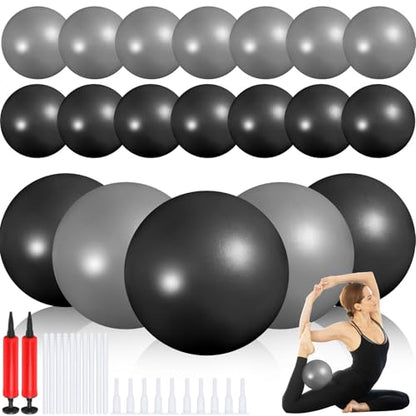 Sotiff 20 Pcs Small Pilates Ball Bulk 9 Inch Mini Yoga Ball - color: Gray,Black