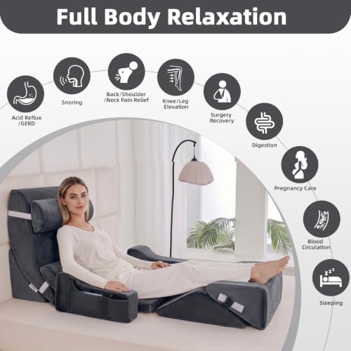 Wedge Pillow Set for After Surgery,Dark Grey,9PCS-23.2" - color: Dark Grey, size: 9PCS-23.2''