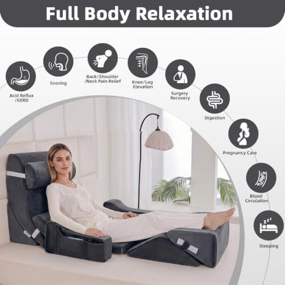 Wedge Pillow Set for After Surgery,Dark Grey,9PCS-23.2" - color: Dark Grey, size: 9PCS-23.2''