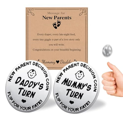 Lovely Double-Sided New Parents Funny Decision Coin with Blessing Card - color: Stylec-silver