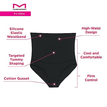 Maidenform womens Firm Control High Waist Shapewear Brief Fl1854 - color: Black, size: Small