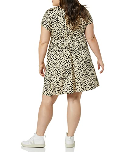 Amazon Essentials Women's V Neck Elastic Waist Surplice Dress (Available in Plus Size) - color: Tan Animal Print, size: X-Large