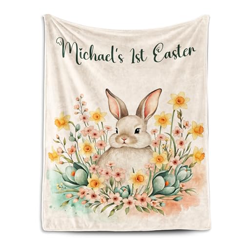 Custom Bunny Blanket for Baby, Baby's 1st Easter Blankets for Girls - color: S2
