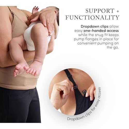 Ingrid & Isabel Basics - Postpartum Nursing & Pumping Cami for Breastfeeding - Seamless Nursing Tank Top - color: Taupe, size: Medium