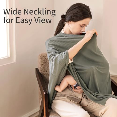 BubblePanda Rayon Made from Bamboo Nursing Cover for Baby Breastfeeding - color: Olive Drab
