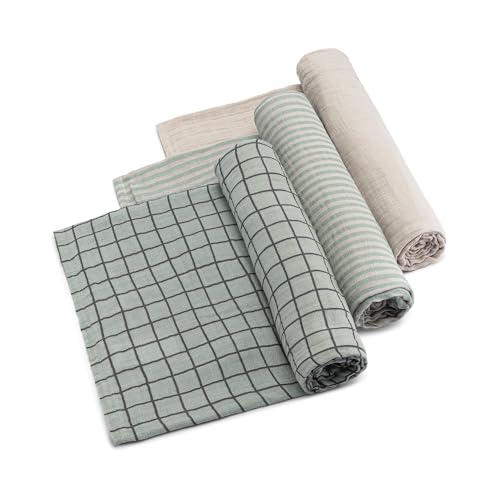 Parker Baby Co. Soft Muslin Baby Swaddle Blankets, 3 Pack - Sage Set - color: Sage