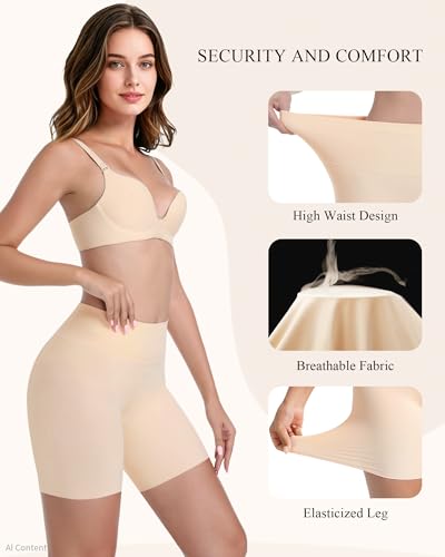 AugYew Cooling Slip Shorts Under Dresses Anti Chafing Seamless Underwear - color: Black, size: Large