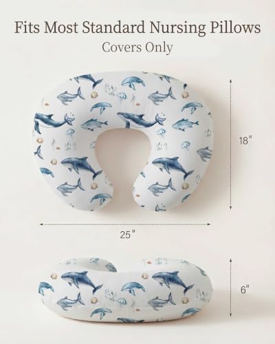 Nursing Pillow Covers 2 Pack, Stretchy Breastfeeding Pillow Covers for Baby - color: Aquatic Adventures
