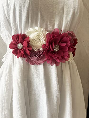 Wedding flowers sash belt Pregnancy sash maternity sashes - color: Burgundy