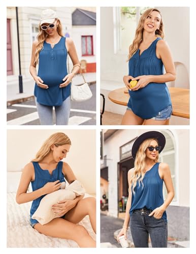 Womens Nursing Tank Tops Breastfeeding Summer Pregnancy Maternity Shirts - color: Black/Navy/Pink, size: Large