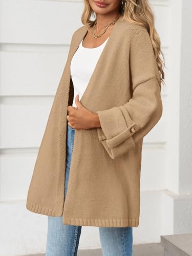 Saodimallsu Womens Oversized Long Cardigan Sweaters Casual Fall Trendy Coat - color: Camel, size: Small