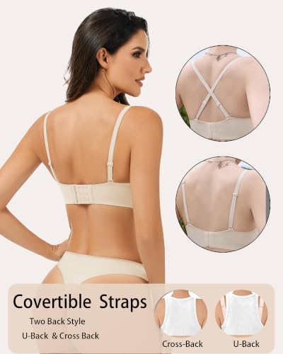 Satin Push Up Bra for Small Breasts & Matching Thong Set - color: Beige, size: 38B
