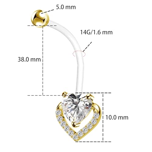 14G Flower Flexible Clear Acrylic Pregnancy Belly Button Ring Letter Personalized Dangle Pregnancy Maternity Belly Rings - color: gold white