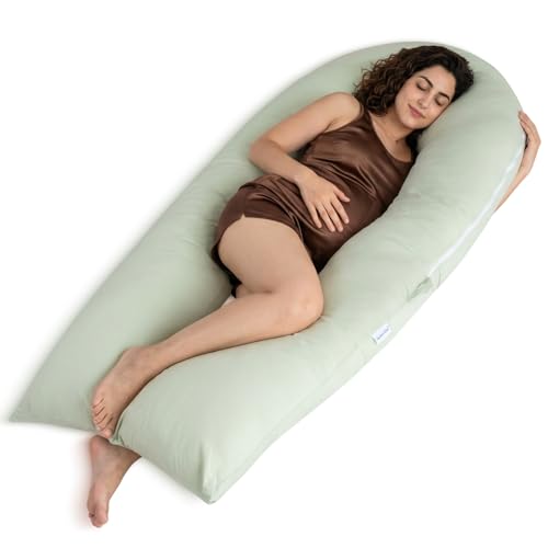 QUEEN ROSE Extra Long Body Pillow, Cooling Pregnancy Pillows for Sleeping - color: Green