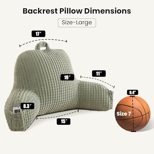 Reading Pillow with Arms for Bed Sitting,Green Flannel - color: Green, size: Large(19")