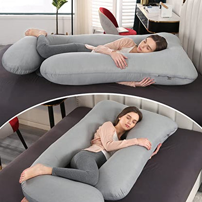 Elover U Shaped Pregnancy Pillow,Full Body Maternity Support - color: Cooling-haze Gray