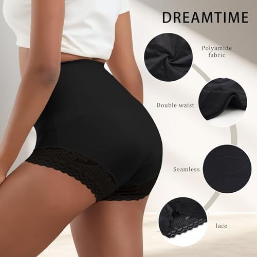 Women Shapewear Tummy Control Underwear High Waisted Girdle Body Shaper Postpartum Stretch Full Coverage - color: Nude&black, size: Large