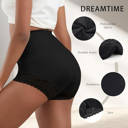 Women Shapewear Tummy Control Underwear High Waisted Girdle Body Shaper Postpartum Stretch Full Coverage - color: Nude&black, size: Large