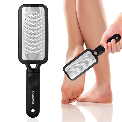 TEAWOO Foot File Callus Remover, Large Stainless Steel Foot Rasp, Heavy Duty Foot Scraper for Dead Skin and Hard Heels, Waterproof Pedicure Tools for At Home Foot Care - color: Large