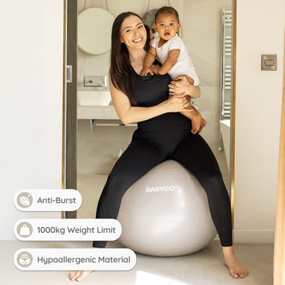 BABYGO Birthing Ball, Pregnancy & Labor, Award Winning Book - color: Oatmeal, size: 65cm - Manual