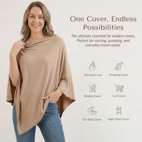 Konssy Rayon Made from Bamboo Nursing Cover for Breastfeeding - color: Clay