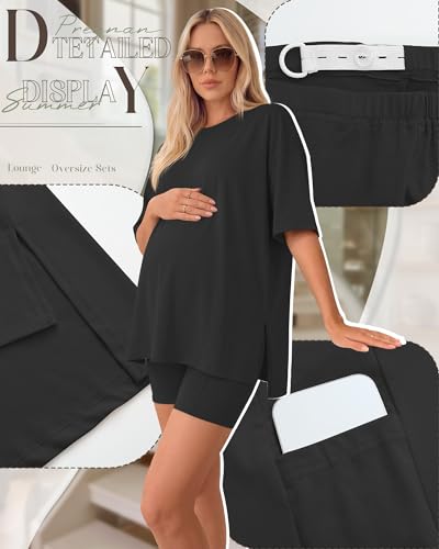 Huukeay Women's Maternity Set 2 Piece Outfits - color: Black, size: X-Large
