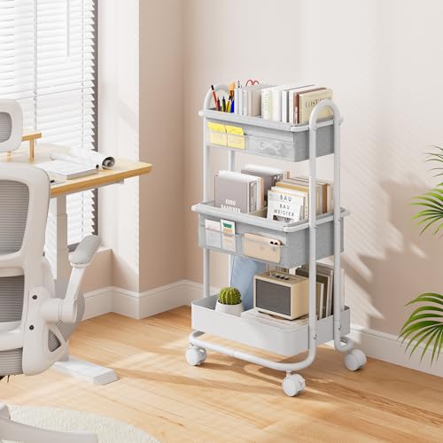 Modanais Baby Diaper Caddy Organizer Cart - 3 Tier Rolling Cart, Light Gray - color: Light Gray