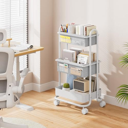 Modanais Baby Diaper Caddy Organizer Cart - 3 Tier Rolling Cart, Light Gray - color: Light Gray
