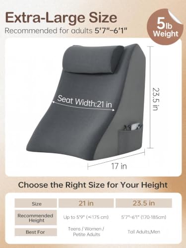 Vekkia 23.5” Back Rest Pillow, Dual-Layer Foam for Reclining and Sitting - color: Gray, size: 23.5 Inches