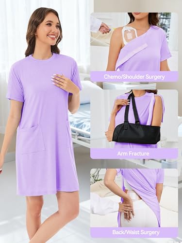 Post Shoulder Surgery Shirts for Women - color: Lilac, size: XX-Large