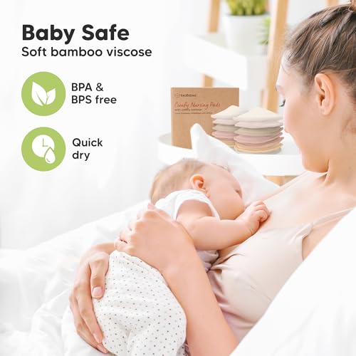 Organic Nursing Pads, 14 Washable Breast Pads,Wash Bag (Neutrals, M 4.6") - color: Neutrals, size: 14pk, M 4.6"
