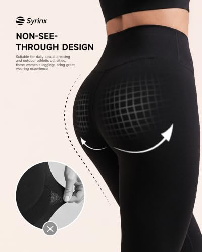 Syrinx 3-Pack High-Waisted Leggings with Pockets for Women, Tummy Control - color: 1 Pack Black, size: Small-Medium
