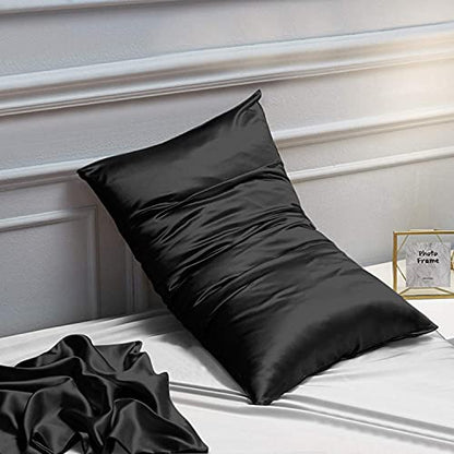 NTBAY King Satin Pillowcases, Set of 2, Black - color: Black, size: 2 x King (20 x 40 Inches)