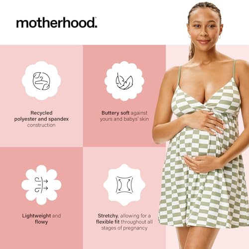 Motherhood Maternity Women's Wrap Neck Chemise - color: Checkmate Sage, size: Small